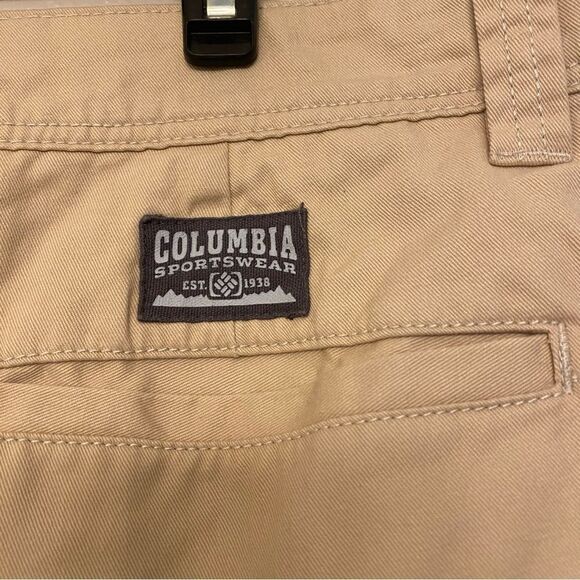 Columbia Tan Flat Front Chino Khaki work pants casual 100% cotton Mens 38x32 - Picture 6 of 11
